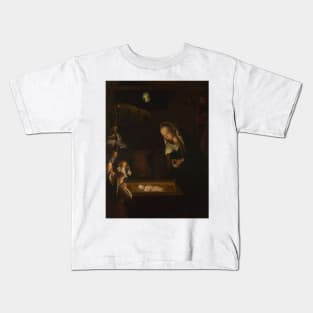 Nativity at Night | Icon | Mother Mary and The Child Kids T-Shirt